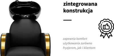 Lavaman flokësh Activeshop Gabbiano Malaga, qeramikë, me karrige ergonomike, i zi me ari