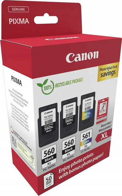 Kartutx bojë Canon PG-560XL x2 CL-561XL, set 3 copë, për Canon Pixma TS535x TS545x TS745x