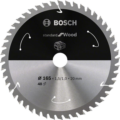 Teh rrethor Bosch Pro Cordless, 165mm, 48 dhëmbë, 20mm, për dru