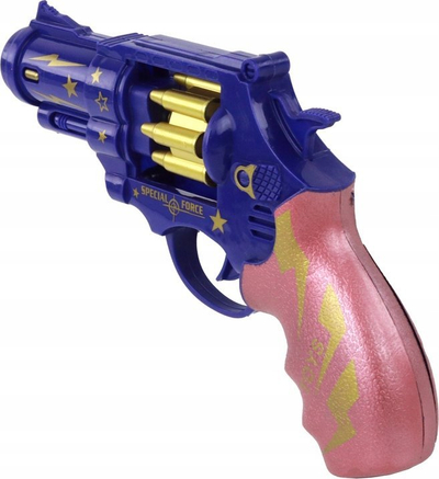 Revolver lodër Special Force, me efekte zanore, për kalamaj, blu rozë