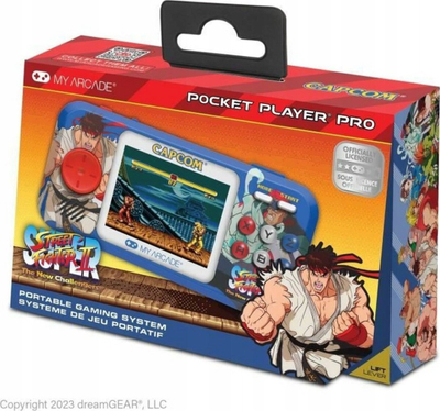 Konzolë dore DreamGEAR My Arcade Street Fighter II Pocket Player Pro, ekran i ndritshëm, sistem lojrash, shumëngjyrëshe