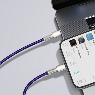 Kabllo USB Baseus USB C në Lightning, 2m, 20W PD, lejla