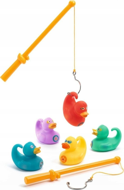 Lojë peshkimi Djeco Ducks DJ02116, me rosakë shumëngjyrësh, 2 shufra peshkimi