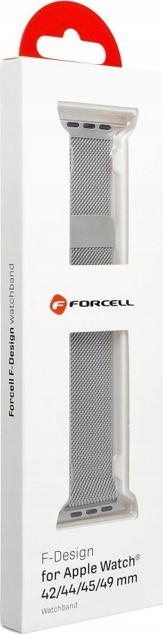 Rrip ore Forcell F-Design FA03 për Apple Watch 38 40 41 mm, rrjetë metal, ngjyrë argjendtë
