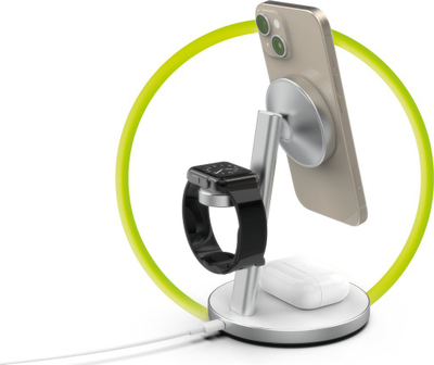 Karikues wireless 3n1 Mobile Origin Qi2 PowerStand, GaN 35W, i bardhë me argjend