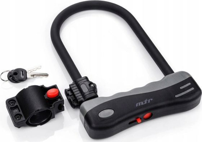 Катанец за велосипед Meteor U-Lock 31548, зајакнат челик, со држач, црн