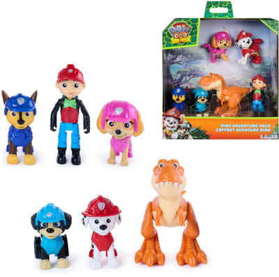 Figurina koleksionare Spin Master PAW Patrol Dino Adventure Pack, set 6 copë, shumëngjyrëshe