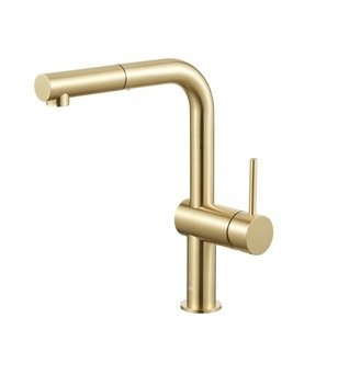 Rubinet kuzhine KFA Duero Edge, çelik inox, gryka tërheqëse, i artë mat
