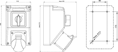 Set instalimi Spamel ZI03R221, prizë industriale 16A 5P, IP44, e kuqe