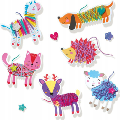 Set kreativ për kalamaj SES Creative 14024 Yarn Wrap Animals, punime me dorë, shumëngjyrësh