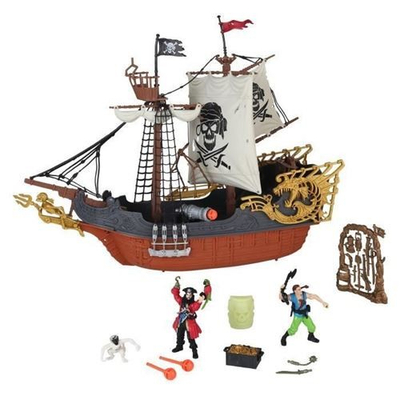 Сет играчки пирати Pirates 505219 Pirate Ship, пиратски брод со фигури, елементи што светат во темнина, повеќебоен