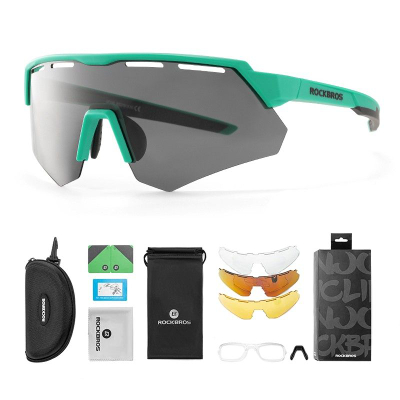 Syze sportive Rockbros 14210006003, lente të këmbyeshme, UV400, jeshile