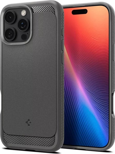 Mbështjellës telefoni Spigen Rugged Armor MagSafe, iPhone 16 Pro, gri