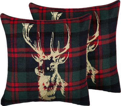 Set me jastëkë dekorativë RUDOLPH, 2 copë, 45 x 45 cm, jeshile me të kuqe