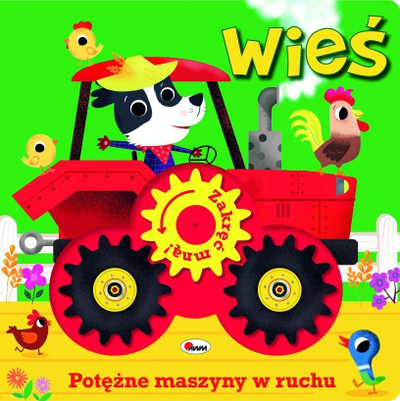 Libër interaktiv për fëmijë Village Spin Me Powerful Machines in Motion, me rrota lëvizëse, ilustrime me ngjyra