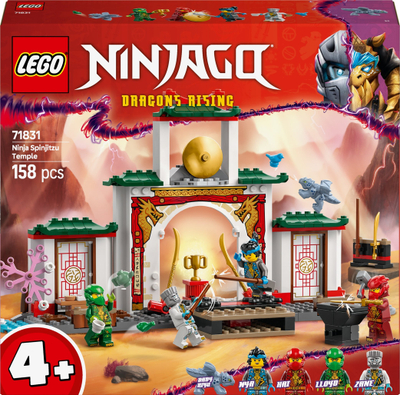 Set lodër LEGO NINJAGO Ninja Spinjitzu Temple, tempull me aventura, me 4 minifigura dhe dragua