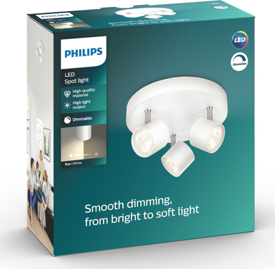 Spot tavan LED Philips MyLiving 562433116, me 3 drita, 4.5W, i bardhë