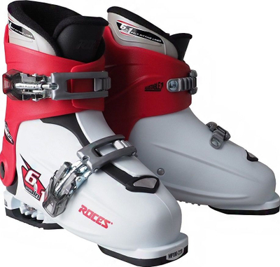 Детски ски чизми Roces Idea Up Jr 450491, систем за прилагодување 6 во 1, бели црвено‑црни