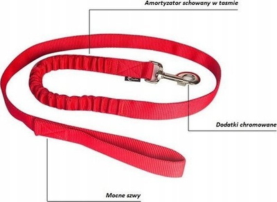Zinxhir për qen Chaba CH Leash With Shock Absorber 16, me amortizues, i kuq