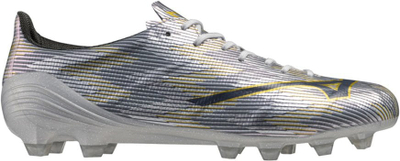 Këpucë futbolli Mizuno Alpha II Japan FG M P1GA256004, për bar natyral, ngjyrë argjendtë