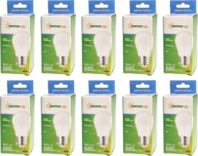 Llampë LED Spectrum E27 G45, 8W 730lm 160°, dritë e bardhë e ftohtë 6000K