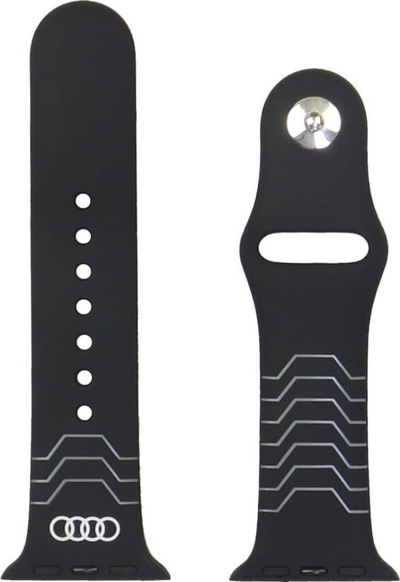 Rrip dore Audi me figura gjeometrike nga silikon për Apple Watch 4 5 6 7 8 9 10 SE, 40 41 42mm, i zi