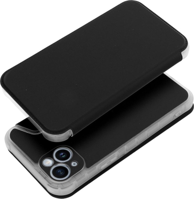 Futrollë Piano Book Case për iPhone 14 Plus, tip portofol, mbyllje me magnet, e zezë