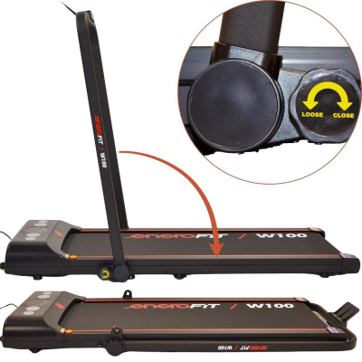 Tapet vrapimi EneroFit W100, me motor, paloset, ngjyrë e zezë