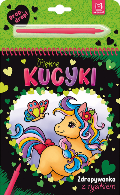 Libër kreativ me gërvishtje “Beautiful Ponies Scratch off”, me stilus, për kalamaj