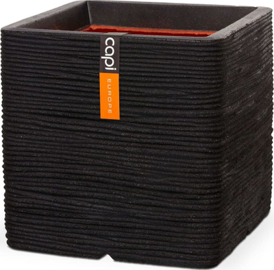 Vazo katrore Capi Europe Square Planter Rib NL 50x50x50 cm, e lehtë, e zezë