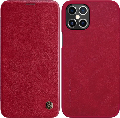 Mbrojtëse për telefon Nillkin Qin Leather për iPhone 12 Pro Max, e kuqe
