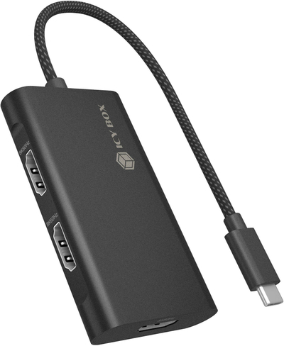 Адаптер USB C ICY BOX, 3x HDMI, 8K 60Hz, црн