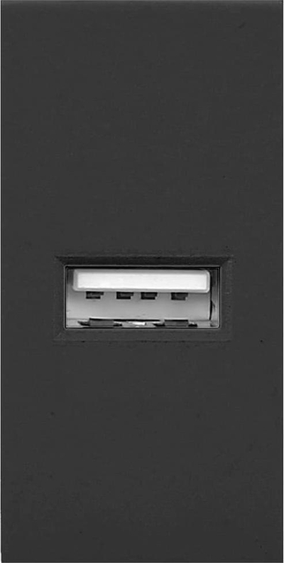 Portë modulare Orno NOEN USB, 22.5x45mm, karikues USB 5V 2.1A, e zezë