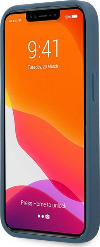 Заштитна маска за телефон Guess 4G Printed Stripe за iPhone 13 Mini, флексибилна, со дизајн на лого, сина