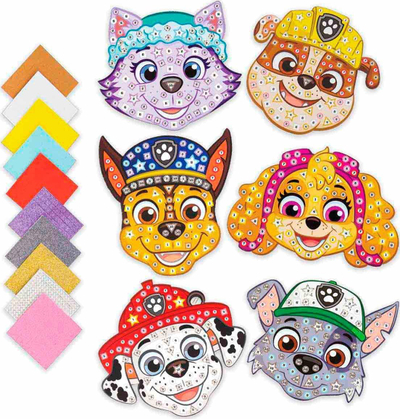 Сет мозаик слики Nickelodeon Paw Patrol, 6 дизајни, 500 налепници, повеќебоен