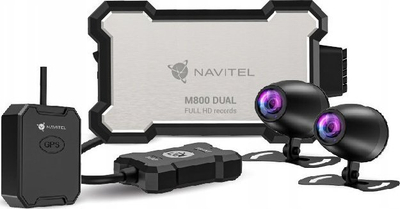 Kamerë dyfishe për motor Navitel M800 Dual, Full HD, me GPS dhe Wi‑Fi, e zezë