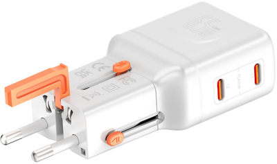 Adapator udhëtimi 4smarts World Travel Adapter Nomad Pocket GaN 65W, karikues 65W, i bardhë