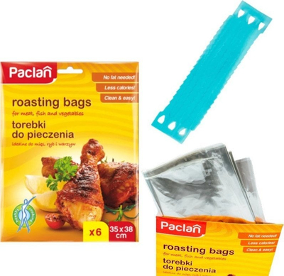 Qese për pjekje Paclan, me kapëse, 6 copë, transparente