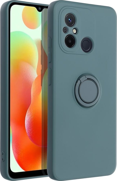 Kapak Forcell për Xiaomi Redmi 12C, silikon, me unazë mbajtëse, jeshile mat