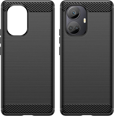 Këllëf karboni për Realme 10 Pro Plus, TPU, antirrëshqitës, i zi