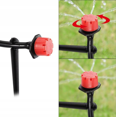Set ujitje pikëzuese për kopsht, 10m, për rubineta 1/2" dhe 3/4", i zi