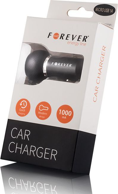 Mbushës për veturë Forever, Micro USB, 1A, 0.8m, i zi