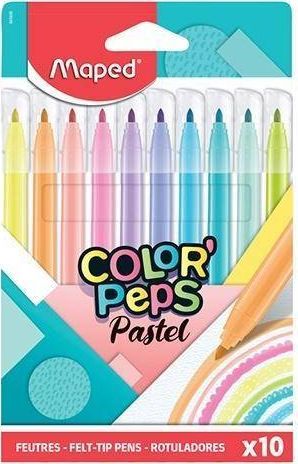 Markera me ngjyra Maped ColorPeps Pastel, 10 ngjyra, majë 2.8mm, shumëngjyrëshe