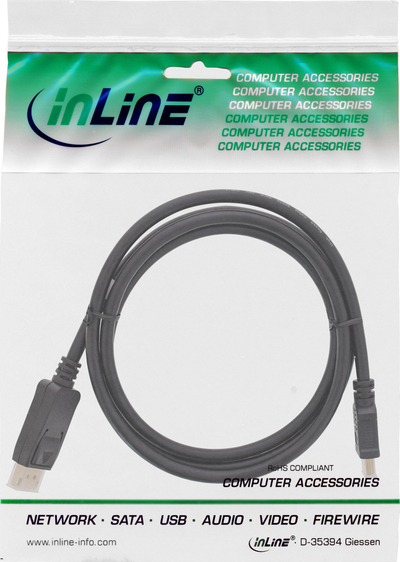 Kabllo konvertuese InLine DisplayPort në HDMI, 7.5 m, e zezë
