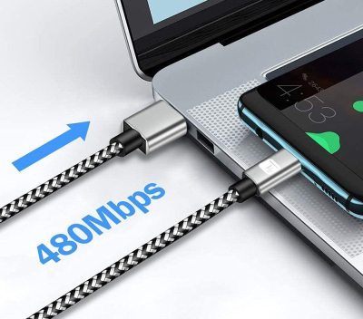 Kabllo USB Techly USB 2.0 në USB C, 3A, 1m, alumini, e zezë