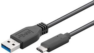 Kabllo Goobay USB-A - USB-C, 1m, e zezë