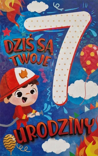 Kartolinë ditlindje “Birthday Card 7”, për kalamaj 7 vjeç, me zarf, shumëngjyrëshe