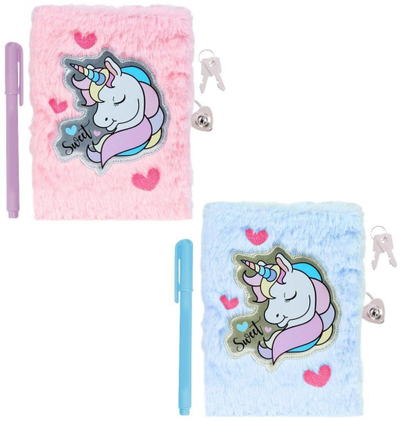 Set ditari me pelush Unicorn me stilolaps, 15 x 21 cm, shumëngjyrësh