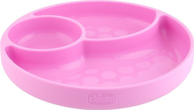 Pjatë silikoni Chicco 127511, 3 seksione, për 12m+, rozë