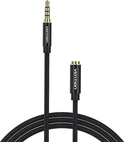 Kabllo audio zgjatëse Vention Cotton Braided, TRRS 3.5mm, 1m, e zezë